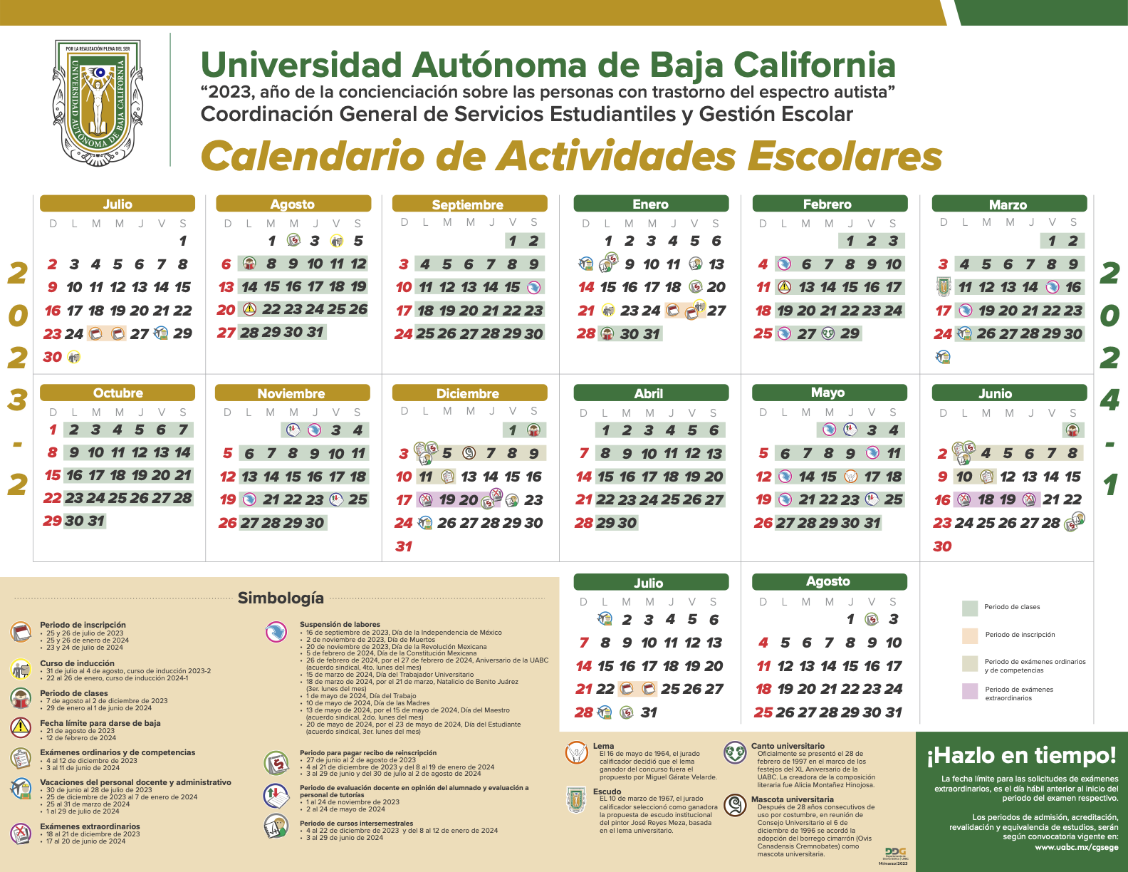 CALENDARIO ESCOLAR FACULTAD DE CIENCIAS QUÍMICAS E INGENIERÍA