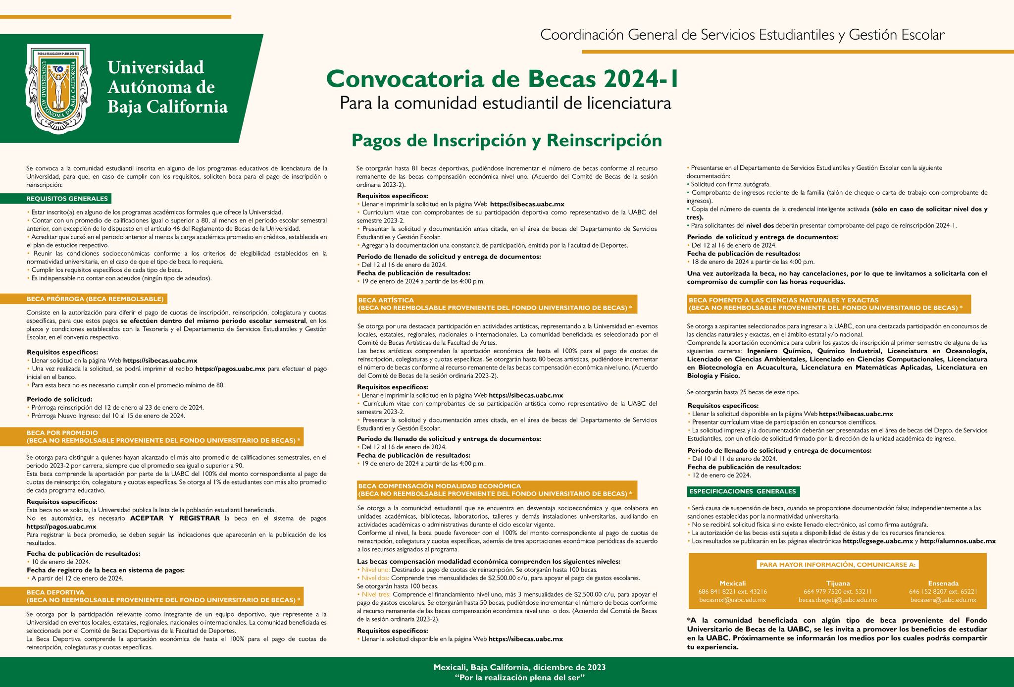 Convocatoria de Becas de Inscripción y Reinscripción para el semestre